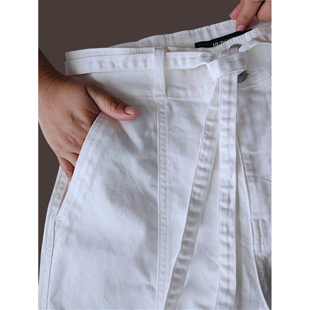 HUDSON Women's Wide-Leg Belt Mid-Rise White Jeans Size 10/30 (Medium)Trendy Pant - Picture 3 of 13
